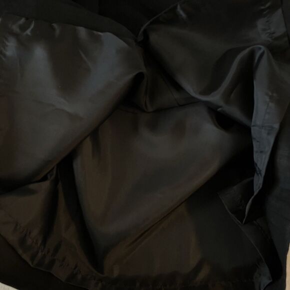 British Khaki Dress Size 4 Black 100% Linen V Neck Lined Knee Length Sheath - Picture 7 of 11